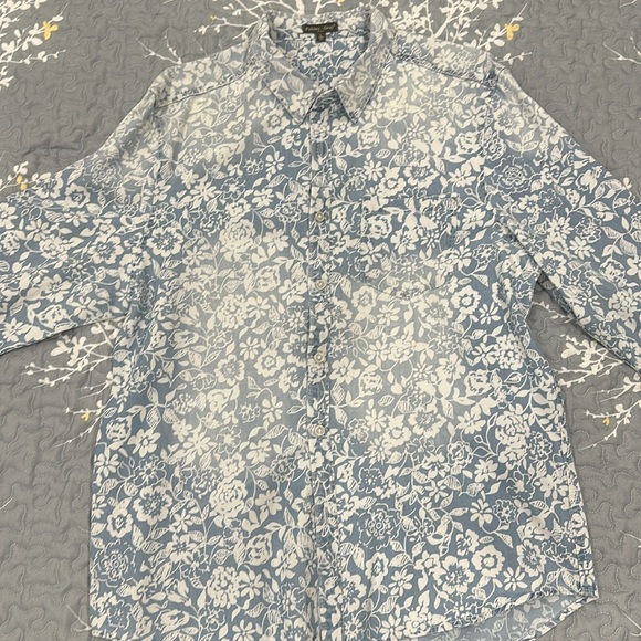 Paisley & Gray Flower Pattern Denim Shirt - Large - Picture 3 of 4